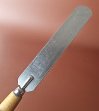 Load image into Gallery viewer, Vintage 1960s Chrome Plated Palette Spatula / Spreader with Shabby Yellow Painted Wooden Handle
