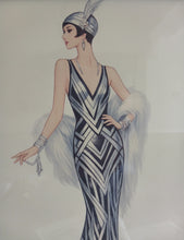 Load image into Gallery viewer, Framed Art Deco Lady Fashion Print Vintage Style Wall Art Picture 35.5 x 27cm
