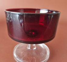 Load image into Gallery viewer, 6 X Vintage Ruby Red Sundae Dessert Glasses Luminarc France Cavalier
