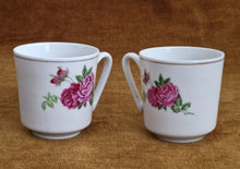 Load image into Gallery viewer, Pair of Vintage Rose Design Espresso Coffee Cups Set of 2 Small Floral Teacups
