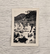 Load image into Gallery viewer, Vintage Black &amp; white Old Travel Photograph 3 Ladies sitting on a bench Date / location Uknown Velox
