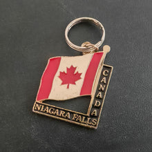 Load image into Gallery viewer, Vintage Niagara Falls Canada Flag Keychain Enamel Maple Leaf Souvenir Key Ring
