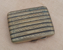 Load image into Gallery viewer, Vintage Metal Cigarette Case – Ribbed &amp; Engraved Design – 8.5cm x 7.5cm x 1.5cm – Germany Marked
