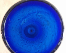Load image into Gallery viewer, Handblown Tall art glass vase, bud vase, or tall blue flute, in cobalt or royal blue and tiny bubble
