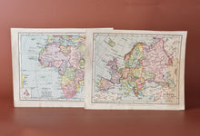Load image into Gallery viewer, 2 x Vintage Printed Maps Of Europe and Africa, Stanley Gibbons Ltd, Book Plate, Old Book Plates
