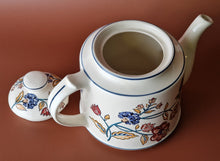 Load image into Gallery viewer, Vintage Retro 1980 Boots Camargue 2 Pint Ceramic Tea Pot , Floral Foliage Transfer Pattern Eng

