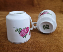 Load image into Gallery viewer, Pair of Vintage Rose Design Espresso Coffee Cups Set of 2 Small Floral Teacups
