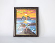 Load image into Gallery viewer, Dufex Foil Print Picture Frame Sea Life Theme: Dolphin, Boy &amp; Girl On Rock
