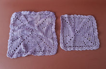 Load image into Gallery viewer, 2 x Rare Crochet Doily Ornamental Table Place Mats , Lilac Colour Vintage Retro
