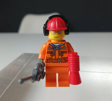 Load image into Gallery viewer, LEGO City Construction Worker Minifigure Orange Uniform Helmet Accessories
