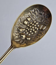 Load image into Gallery viewer, Vintage Serving Spoon, Large Berry Spoon, Gilded Bowl, EPNS Silver Plate, Ornate Handle, Floral and
