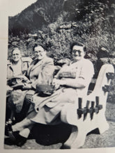 Load image into Gallery viewer, Vintage Black &amp; white Old Travel Photograph 3 Ladies sitting on a bench Date / location Uknown Velox
