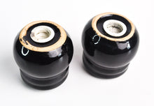 Load image into Gallery viewer, Black Ceramic Salt &amp; Pepper Shaker Floral / Flower Design
