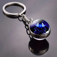 Load image into Gallery viewer, 12 Constellation Key Chain Luminous Double Sided Glass Ball Pendant 12 Zodiac Key Chain Fashion Birthday Gift for Men and Women
