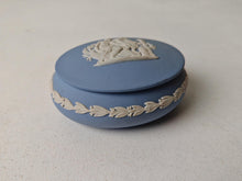 Load image into Gallery viewer, Vintage Wedgwood Jasperware Trinket Box – Blue &amp; White Classical Relief – Collectible
