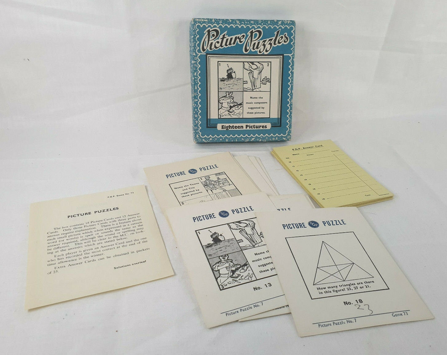 Vintage PICTURE PUZZLES No.7 PGP Party Game Publishers 50s Retro