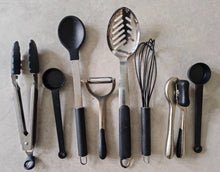 Load image into Gallery viewer, Used Kitchen Utensil Set – Black &amp; Stainless Steel – Pre-Owned Cooking Tools Job Lot
