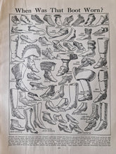 Load image into Gallery viewer, Vintage Drawing Image Book Plate , Boots and Shoes Image Illustrations, When Was That Boot Worn? Old
