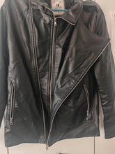 Load image into Gallery viewer, USE CLUP Men’s Black Faux Leather Biker Jacket – Size S – Made in Turkey
