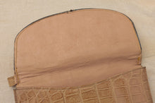 Load image into Gallery viewer, Vintage Crocodile Effect Leather Clutch Vanity Purse | G.W. Scott &amp; Sons London | 23cm x 15.5cm

