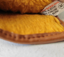 Load image into Gallery viewer, Vintage Tan Vinyl Gloves with Warm Lining – Size Medium – Made in Hong Kong
