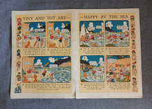 Load image into Gallery viewer, Vintage Tiny and Tot Are Happy by the Sea Double Page Book Print 35 x 25.5cm
