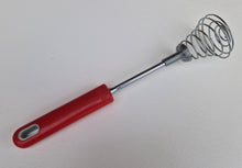 Load image into Gallery viewer, Vintage wire whisk egg beater with red plastic handle , Retro hand mixer Old kitchen handy tool Summ
