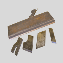 Load image into Gallery viewer, Antique Wooden Molding Planer for Edge and Trim Shaping, with 5 Blades - Marked &quot;F Rawson&quot;
