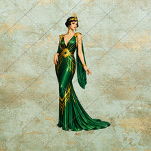Load image into Gallery viewer, 1920s Art Deco Clipart, Vintage Flapper Women PNG Bundle, Gatsby Fashion Illustrations, Elegant Gold Black Ladies, Retro Digital Download
