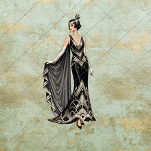 Load image into Gallery viewer, 1920s Art Deco Clipart, Vintage Flapper Women PNG Bundle, Gatsby Fashion Illustrations, Elegant Gold Black Ladies, Retro Digital Download
