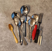 Load image into Gallery viewer, Mixed Vintage Cutlery Collection – Serving Spoons, Forks, Knife, Ladle &amp; More
