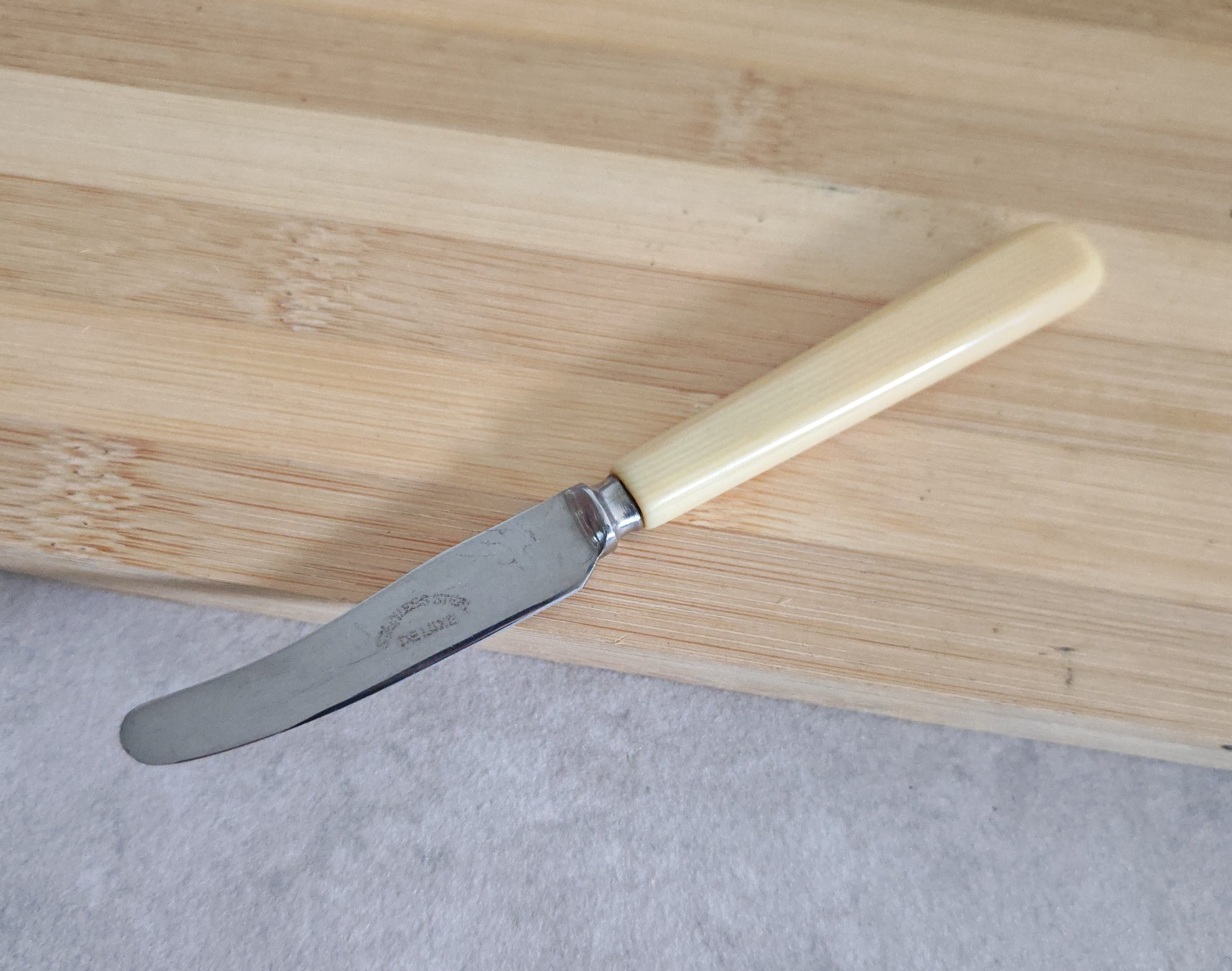 Mini Vintage Stainless Steel Butter Knife with Ivory-Colored Handle