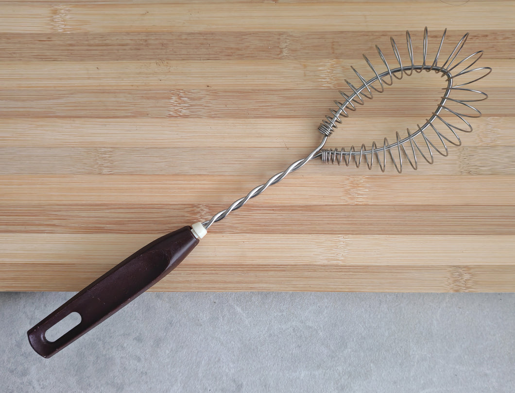 Vintage Probus Fackelmann Lichfield Coil Rim Whisk Whip Stainless Steel Brown Plastic Handle