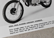 Load image into Gallery viewer, Vintage Honda CR80R Elsinore Schoolboy Scrambler Promotional Photograph - Classic Honda Motocross Print 18cm x 12.5cm
