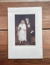 Load image into Gallery viewer, Antique 1920s Wedding Photograph – Mount Framed Vintage Bride &amp; Groom Portrait – Early 20th Century Wedding Keepsake
