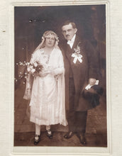 Load image into Gallery viewer, Antique 1920s Wedding Photograph – Mount Framed Vintage Bride &amp; Groom Portrait – Early 20th Century Wedding Keepsake
