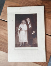 Load image into Gallery viewer, Antique 1920s Wedding Photograph – Mount Framed Vintage Bride &amp; Groom Portrait – Early 20th Century Wedding Keepsake
