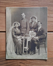 Load image into Gallery viewer, Antique Early 20th Century Wedding Portrait – Vintage Mounted Photograph – Formal Military &amp; Civil Wedding Couples
