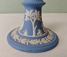 Load image into Gallery viewer, Vintage Wedgwood Blue Jasperware Candlestick Holder – Classical Greco-Roman Design, Made in England
