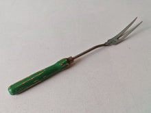 Load image into Gallery viewer, Vintage Voos USA Stainless Steel Meat Fork with Green Wooden Handle – 34cm Long
