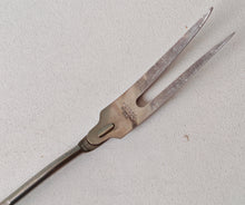 Load image into Gallery viewer, Vintage Voos USA Stainless Steel Meat Fork with Green Wooden Handle – 34cm Long
