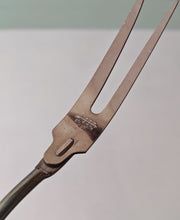 Load image into Gallery viewer, Vintage Voos USA Stainless Steel Meat Fork with Green Wooden Handle – 34cm Long

