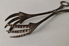 Load image into Gallery viewer, Vintage Silver Plated Bird Claw Serving Tongs – 22.5cm Long – Ornate Design
