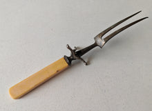 Load image into Gallery viewer, Vintage Meat Carving Fork with Cream Colour Plastic Handle – 25cm Long
