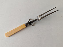 Load image into Gallery viewer, Vintage Meat Carving Fork with Cream Colour Plastic Handle – 25cm Long
