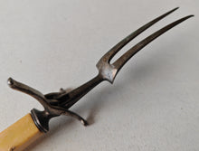 Load image into Gallery viewer, Vintage Meat Carving Fork with Cream Colour Plastic Handle – 25cm Long
