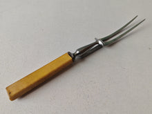 Load image into Gallery viewer, Vintage Meat Carving Fork with Cream Colour Plastic Handle – 25.5cm Long
