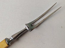 Load image into Gallery viewer, Vintage Meat Carving Fork with Cream Colour Plastic Handle – 25.5cm Long
