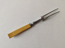 Load image into Gallery viewer, Vintage Meat Carving Fork with Cream Colour Plastic Handle – 25.5cm Long
