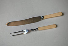 Load image into Gallery viewer, Vintage Sheffield England Carving Knife &amp; Fork Set – Boxed, Bakelite Handles, Stainless Steel
